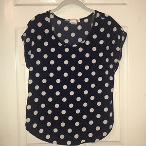 Navy blue polka dot shirt